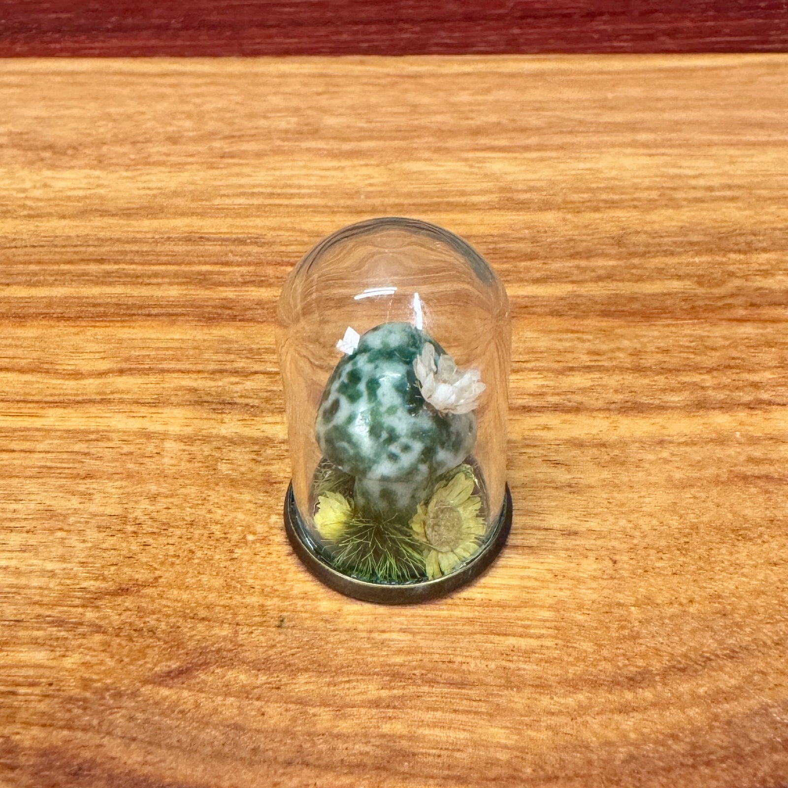 Tiny Glass Dome - Stone Mushroom with flowers