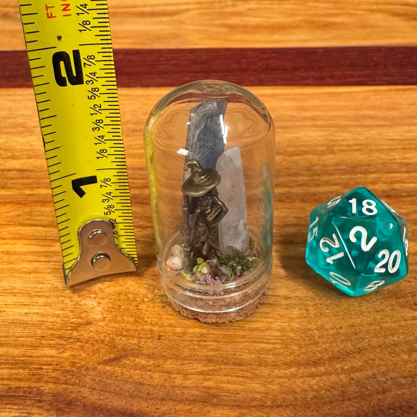 Little Glass Dome - Witch with crystals on cork