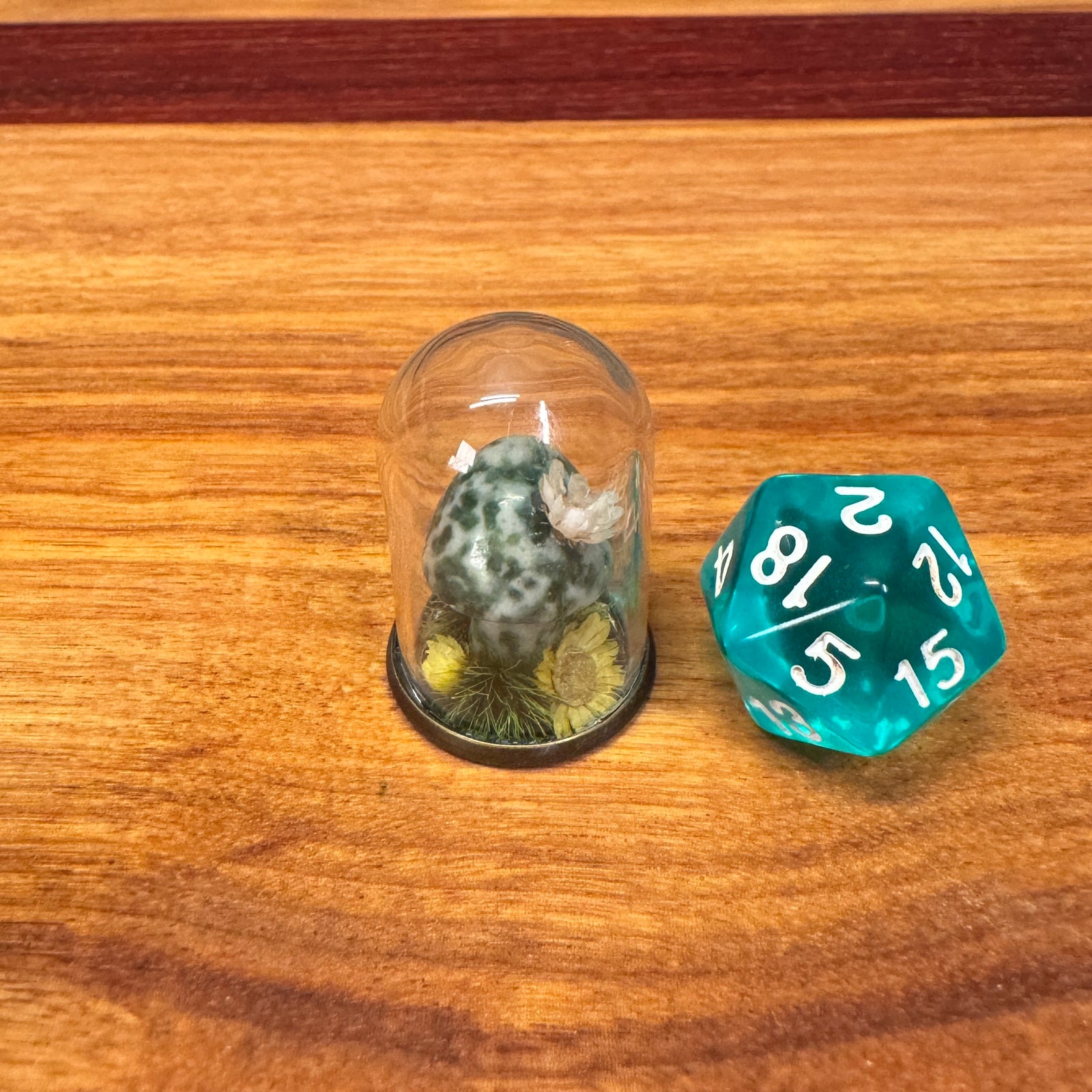 Tiny Glass Dome - Stone Mushroom with flowers