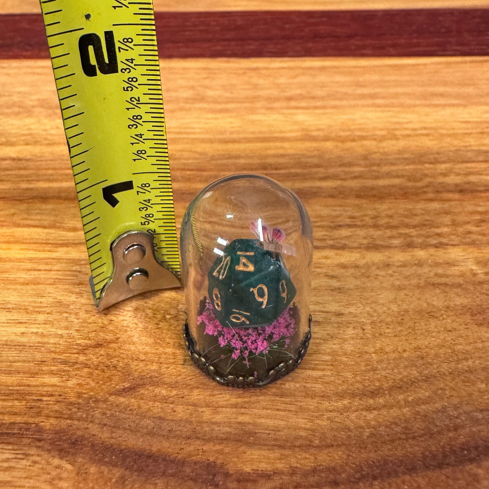 Tiny Glass Dome - Mini D20 with butterfly