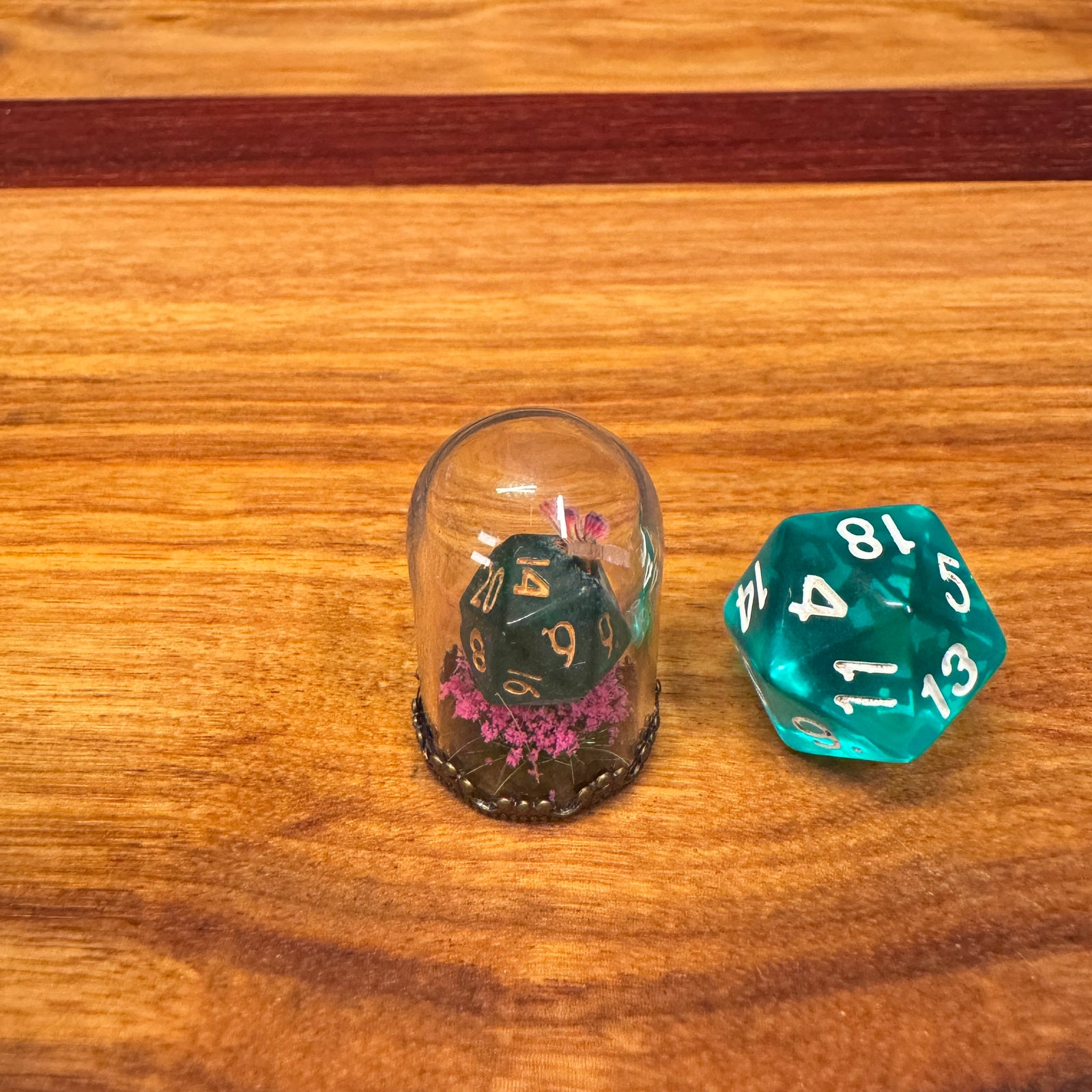Tiny Glass Dome - Mini D20 with butterfly