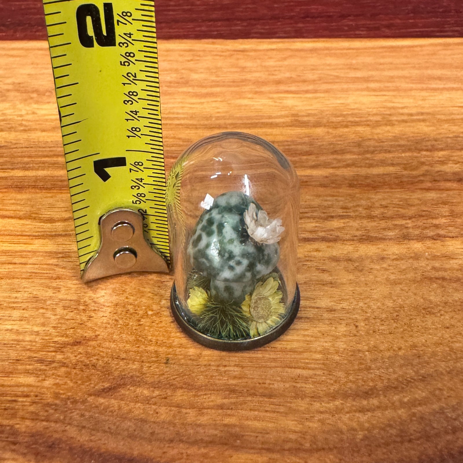 Tiny Glass Dome - Stone Mushroom with flowers