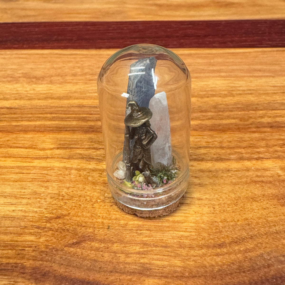 Little Glass Dome - Witch with crystals on cork