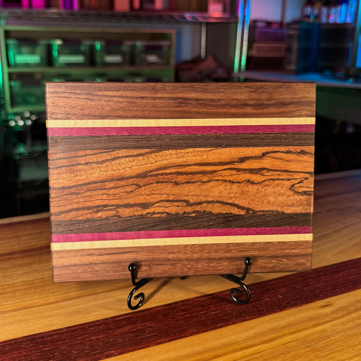 Walnut, Zebrawood, Maple and Purple Heart Serving Board