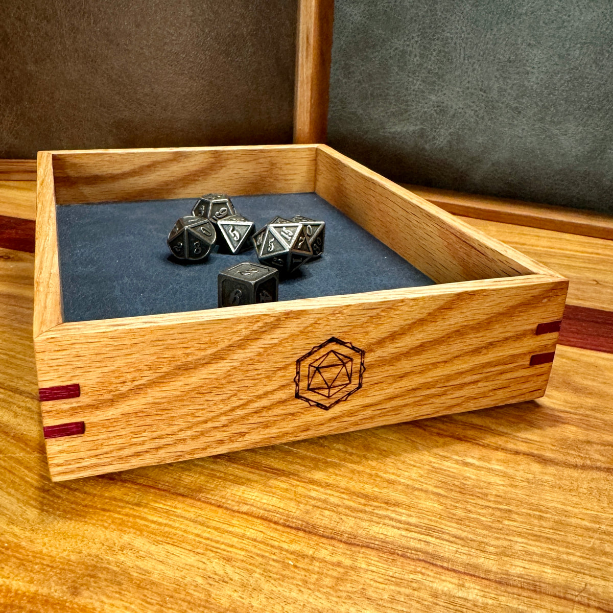 Mini Dice Tray - Red Oak